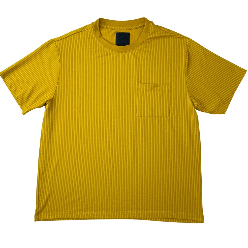 Vox Populi Men Ribbed Pocket T-Shirt Large Mustard Yellow Short Sleeve Crew Neck